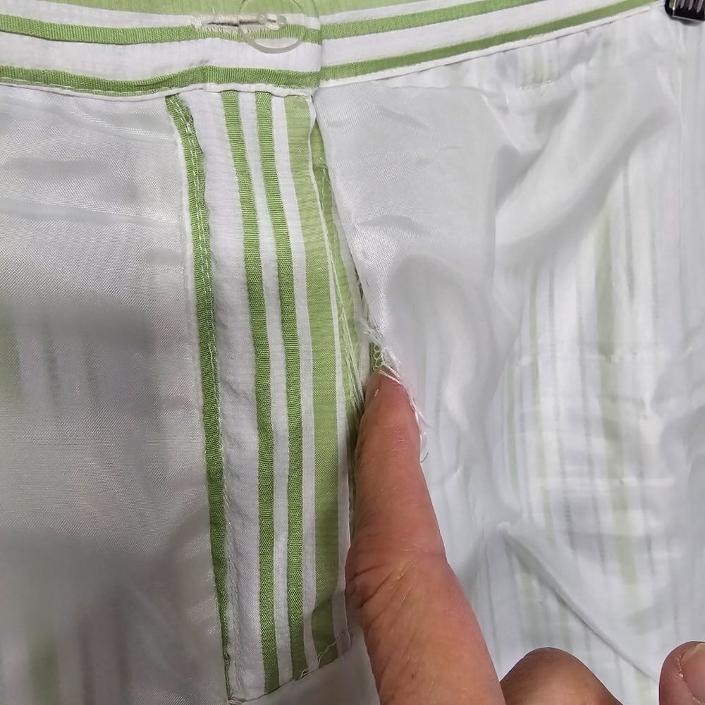 Donna Rae Pants Green Stripes Crop Cuff Casual Summer Straight 12 - Picture 13 of 14
